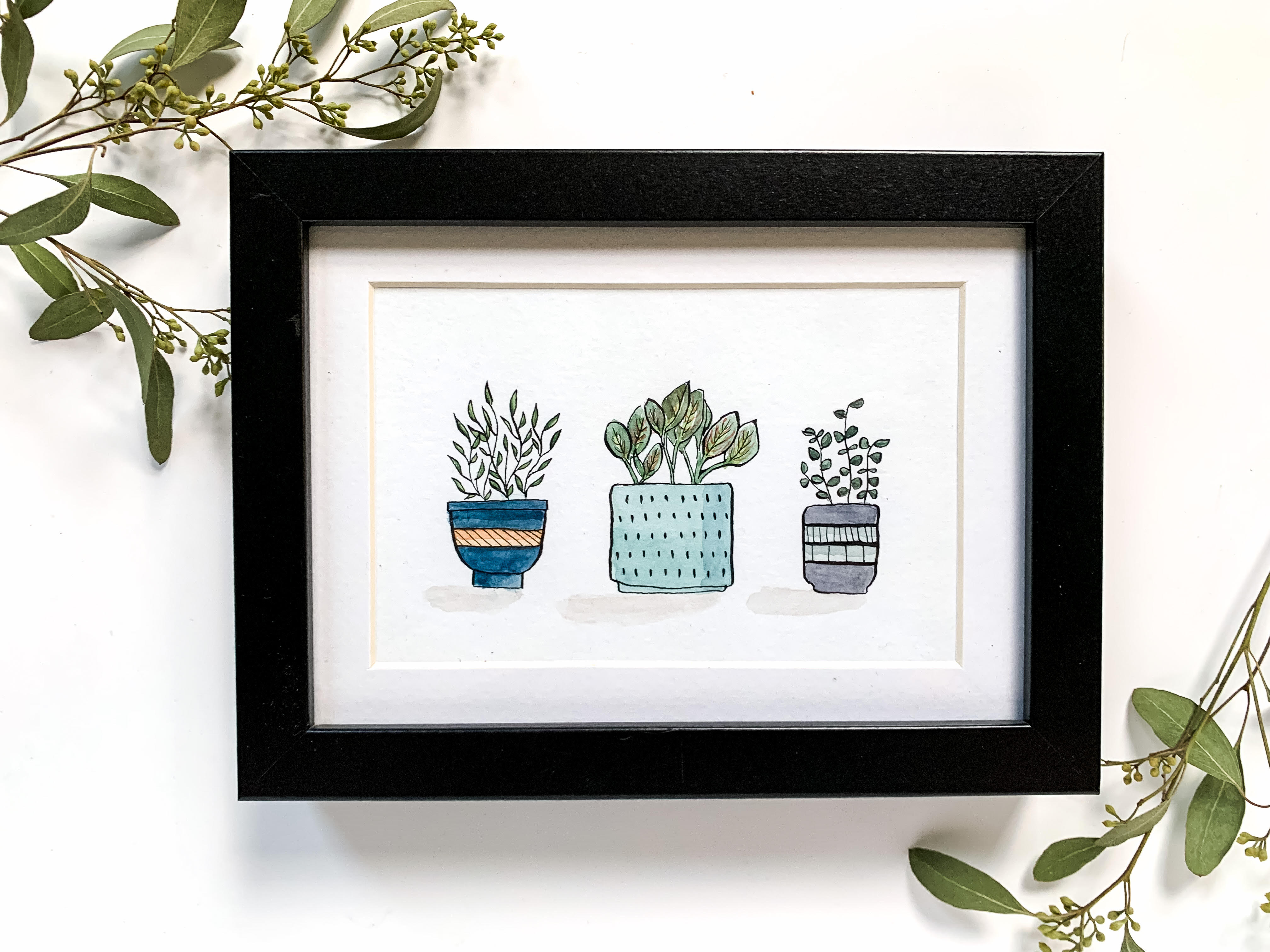 small watercolor plants