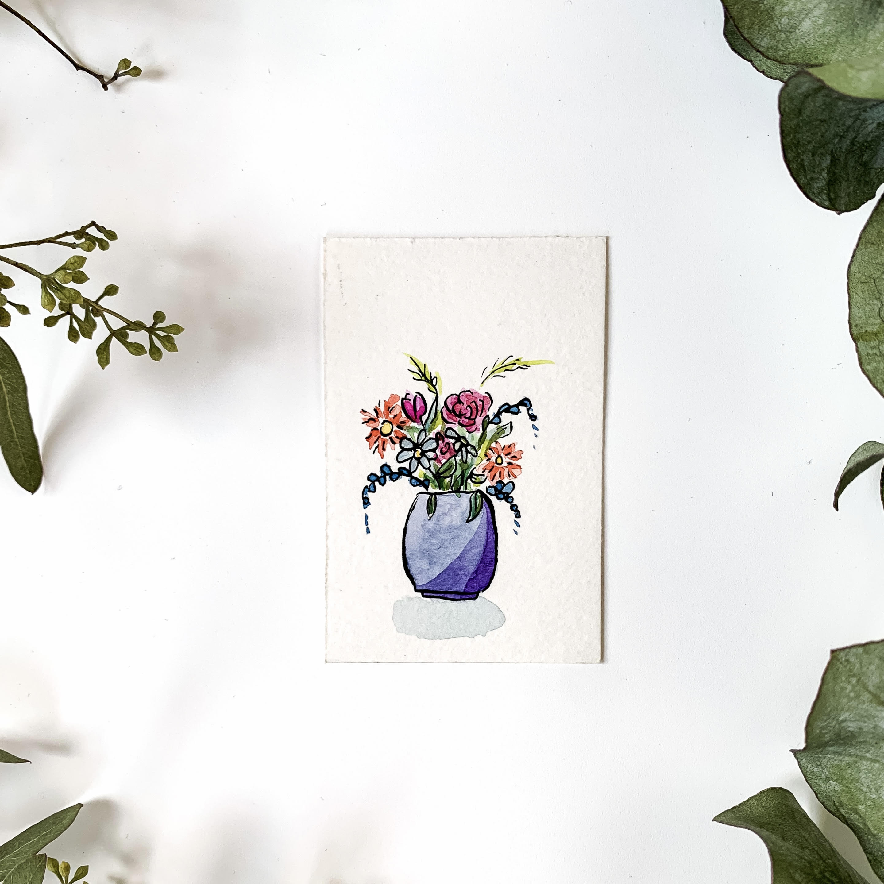 Mini Watercolor Plant Friend painting