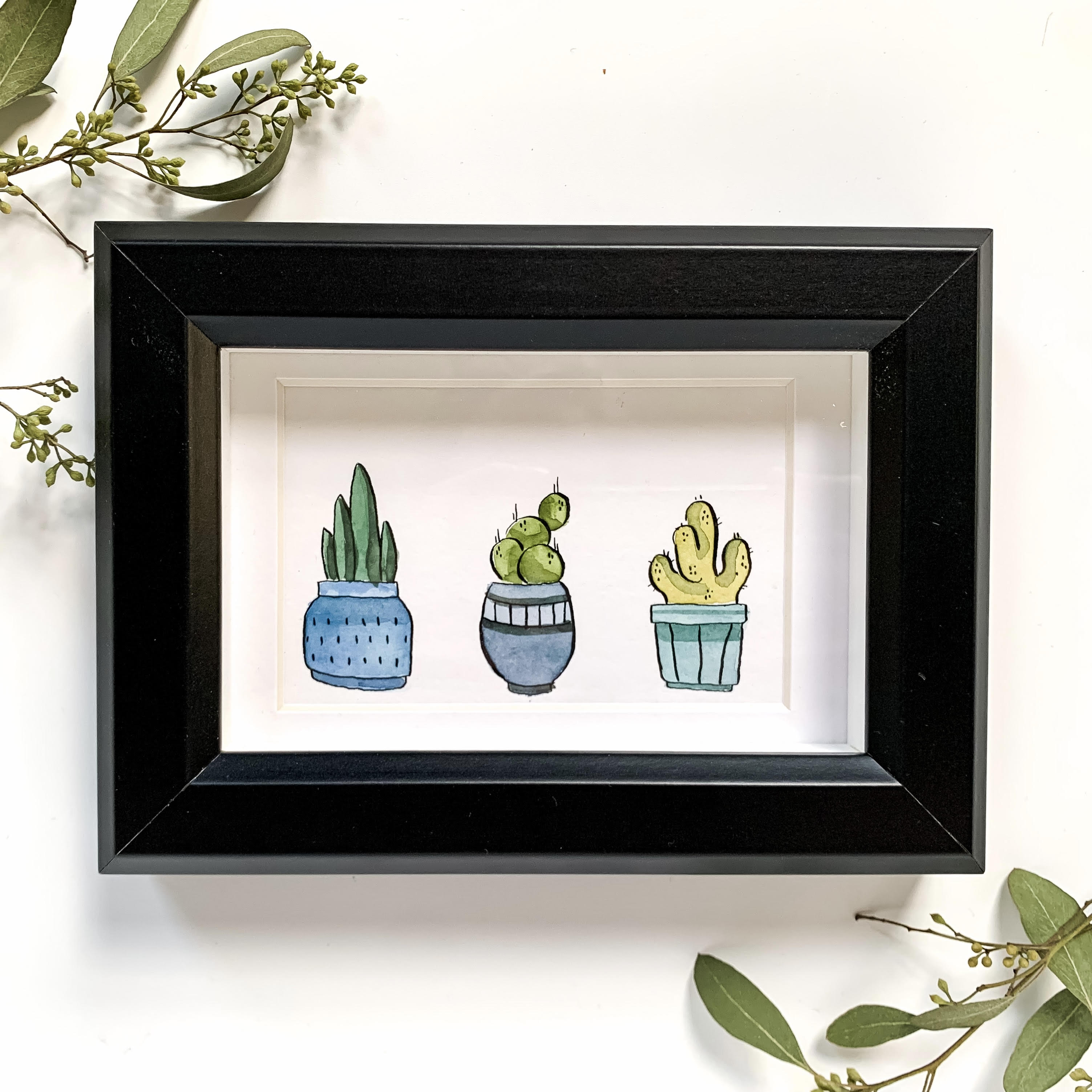Watercolor Plant Friends painting