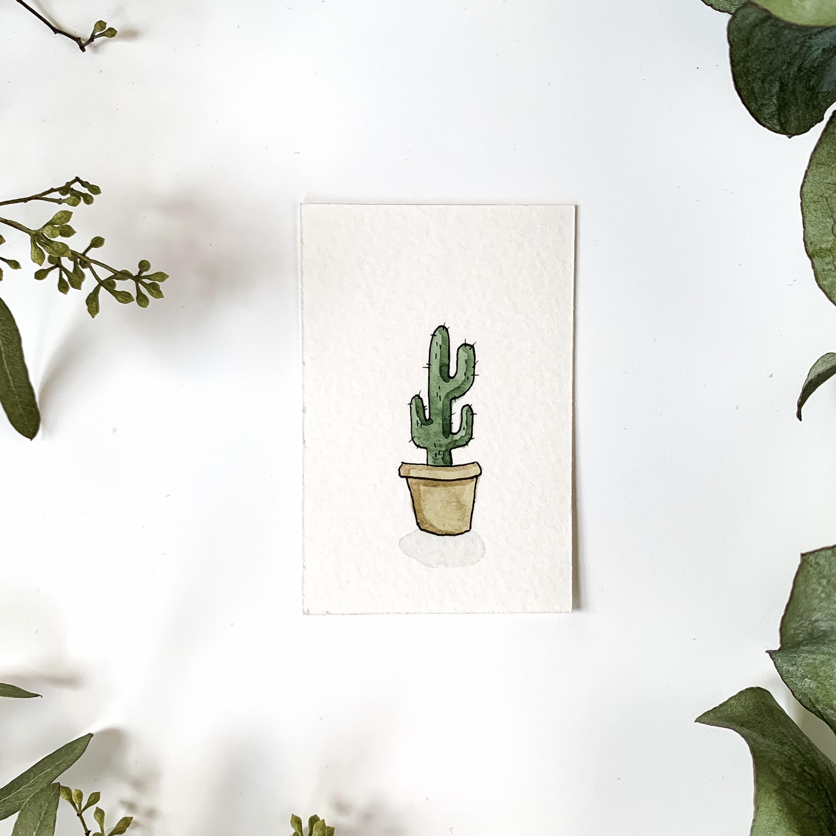 Mini Watercolor Plant Friend painting