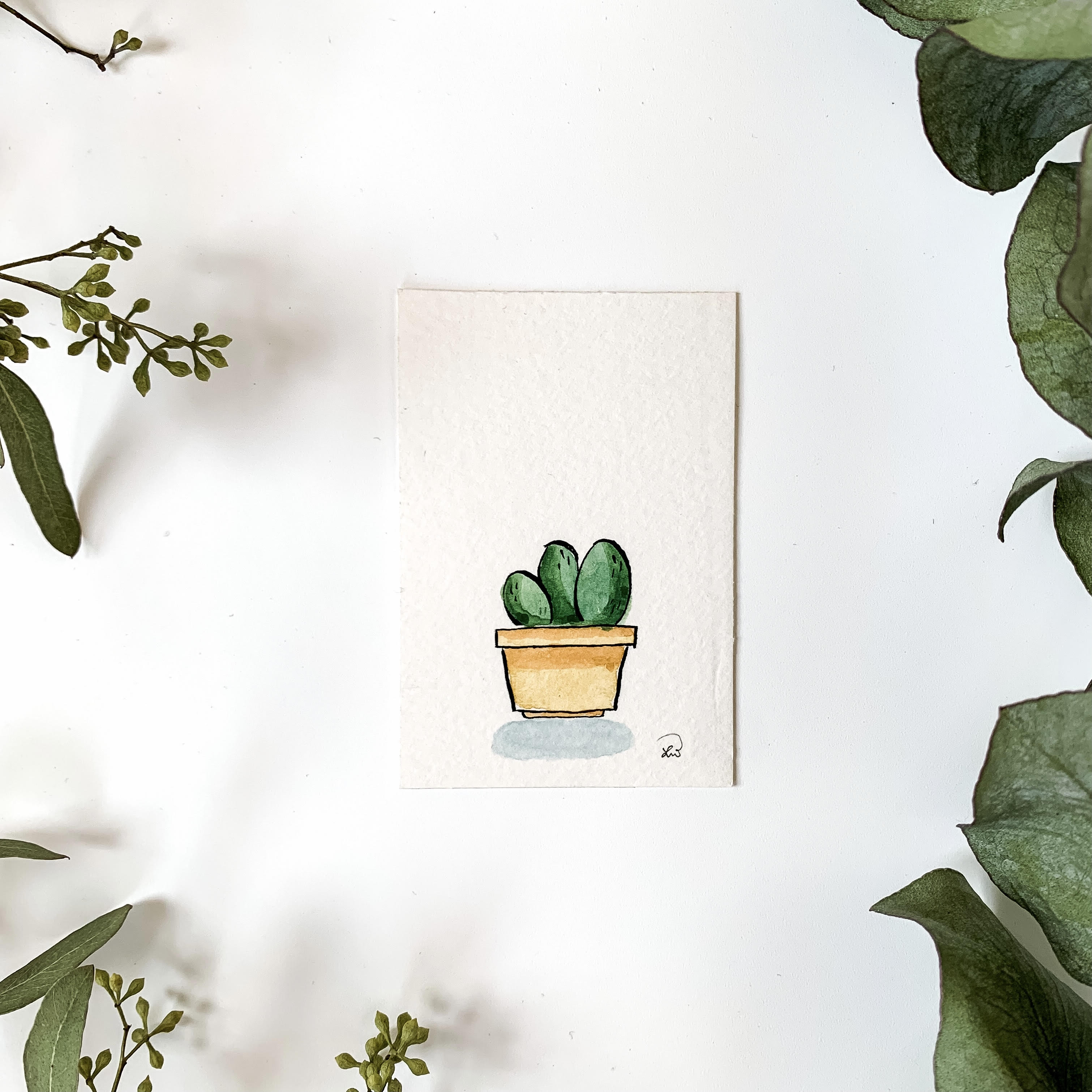 Mini Watercolor Plant Friend painting