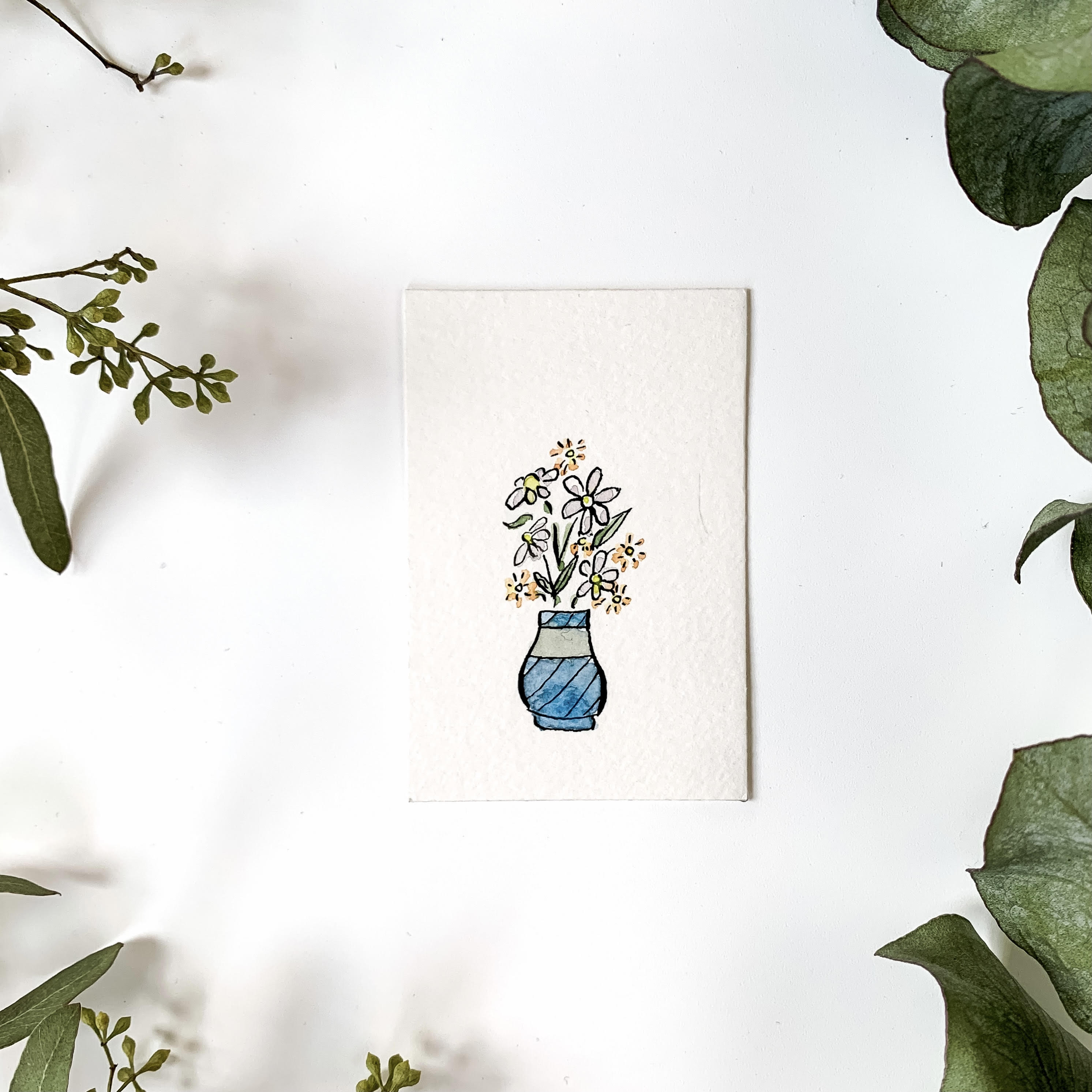 Mini Watercolor Plant Friend painting