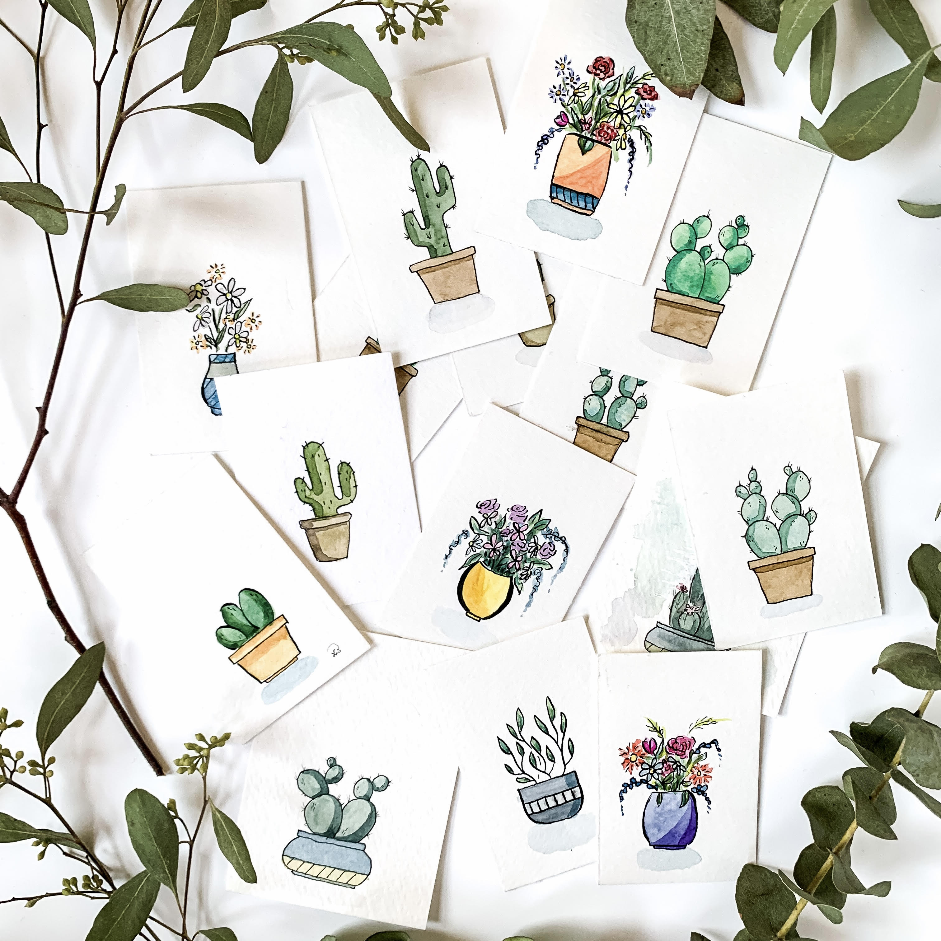 Mini Watercolor Plants